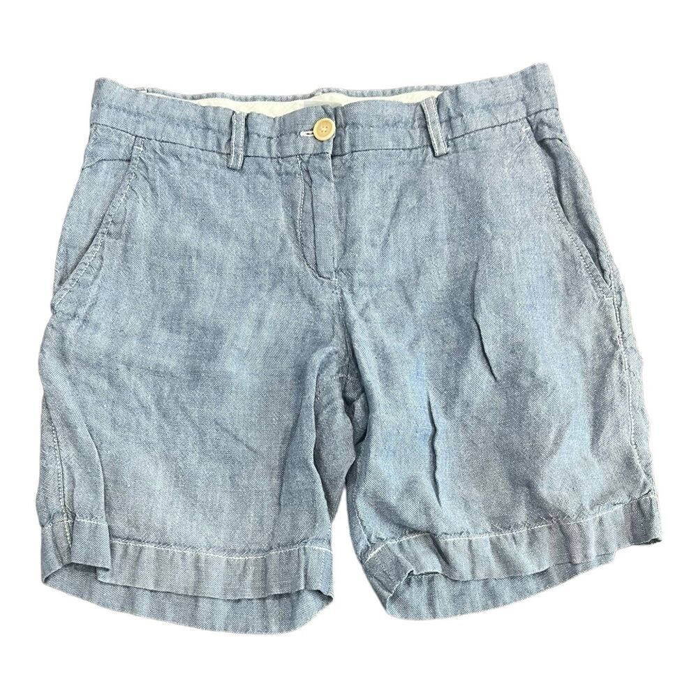 Aspesi Women's Light Blue Linen Preppy Chino Shorts S